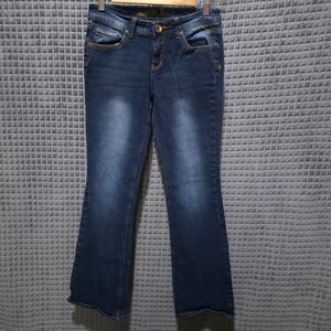 Y2K Low Rise Bootcut Jeans 16R 29x32 Womens Teen Justice Dark Wash Flare Stretch